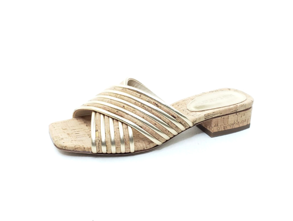 J.McLaughlin Raquel Womens Slide Sandals Gold Natural Leather Size 6